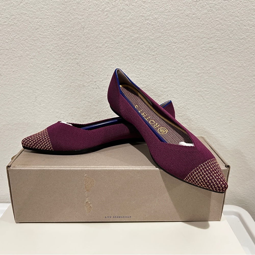 Rothy's The Point Flats in Mulberry, Size 8, New in Box